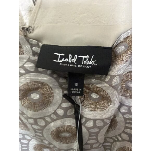 NWT‎ Lane Bryant Isabel Toledo Linen Blend Dress 18 Taupe Sleeveless Holiday - Picture 3 of 14